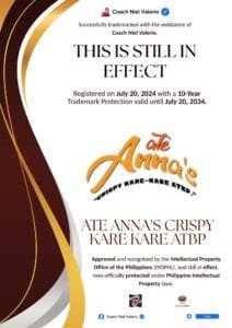 ATE ANNA's CRISPY KARE KARE ATBP trademark announcement