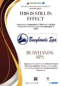 BUSYHANDS SPA trademark announcement