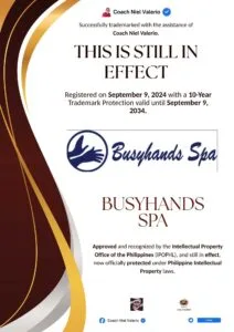 BUSYHANDS SPA trademark announcement