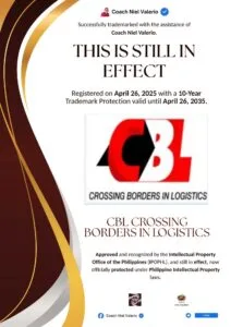 CBL CROSSING BORDERS IN LOGISTICS trademark announcement