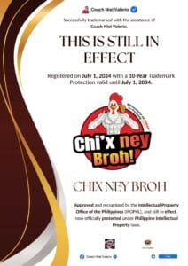 CHIX NEY BROH trademark announcement