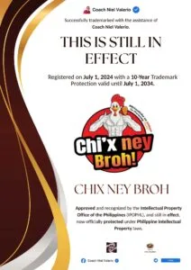 CHIX NEY BROH trademark announcement