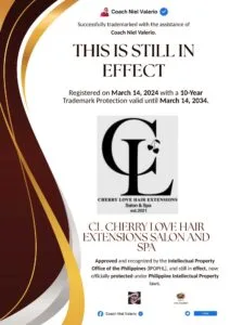 CL CHERRY LOVE HAIR EXTENSIONS SALON AND SPA trademark announcement