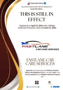 FASTLANE CAR CARE SERVICES trademark announcement