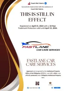 FASTLANE CAR CARE SERVICES trademark announcement