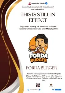 FORDA BURGER trademark announcement