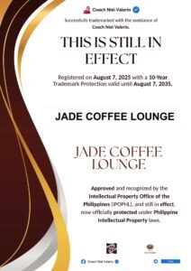 JADE COFFEE LOUNGE trademark announcement