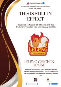 Leleng Chicken House trademark announcement