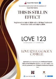 LOVE 123 LUGGAGE X CAMILLE trademark announcement
