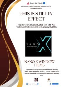 NANO X WINDOW FILMS trademark announcement