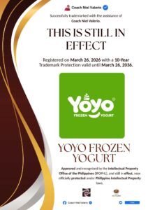 YOYO FROZEN YOGURT trademark announcement