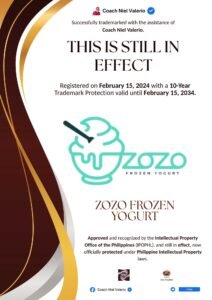 ZOZO Frozen Yogurt trademark announcement